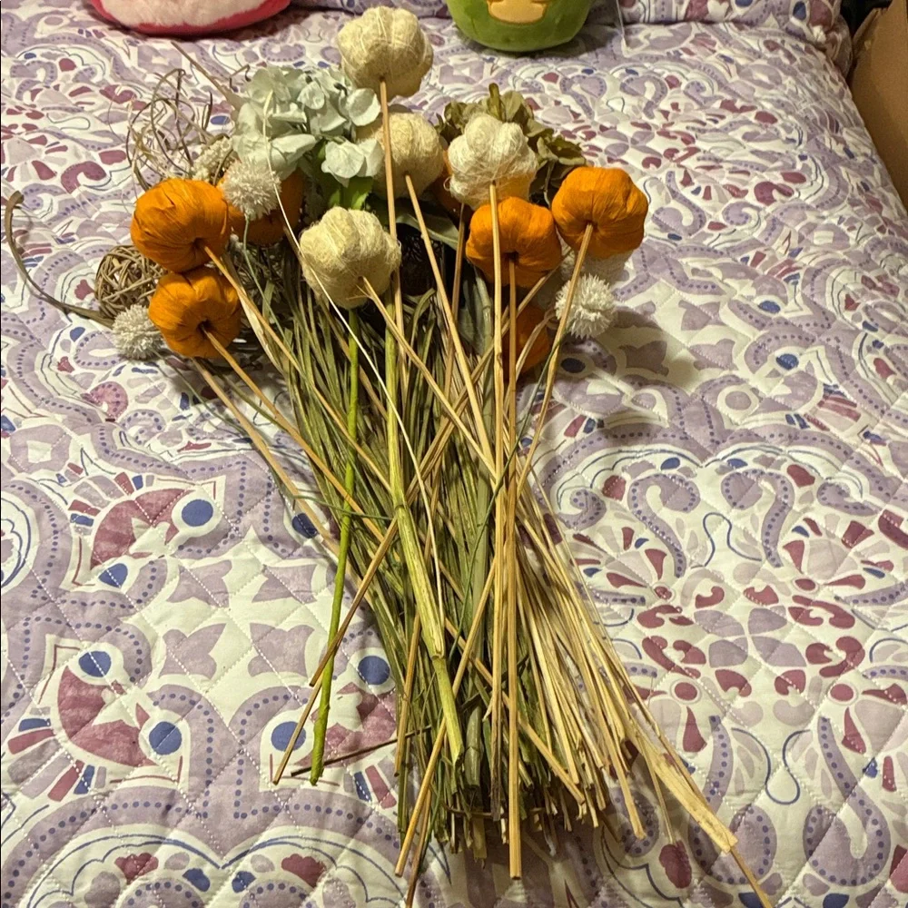 Vibrant Orange and Cream Faux Floral Bouquet